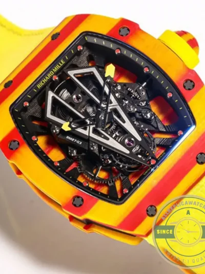 Replica Richard Mille 27-03 Tourbillon Yellow Strap - High-Grade Replica Watch