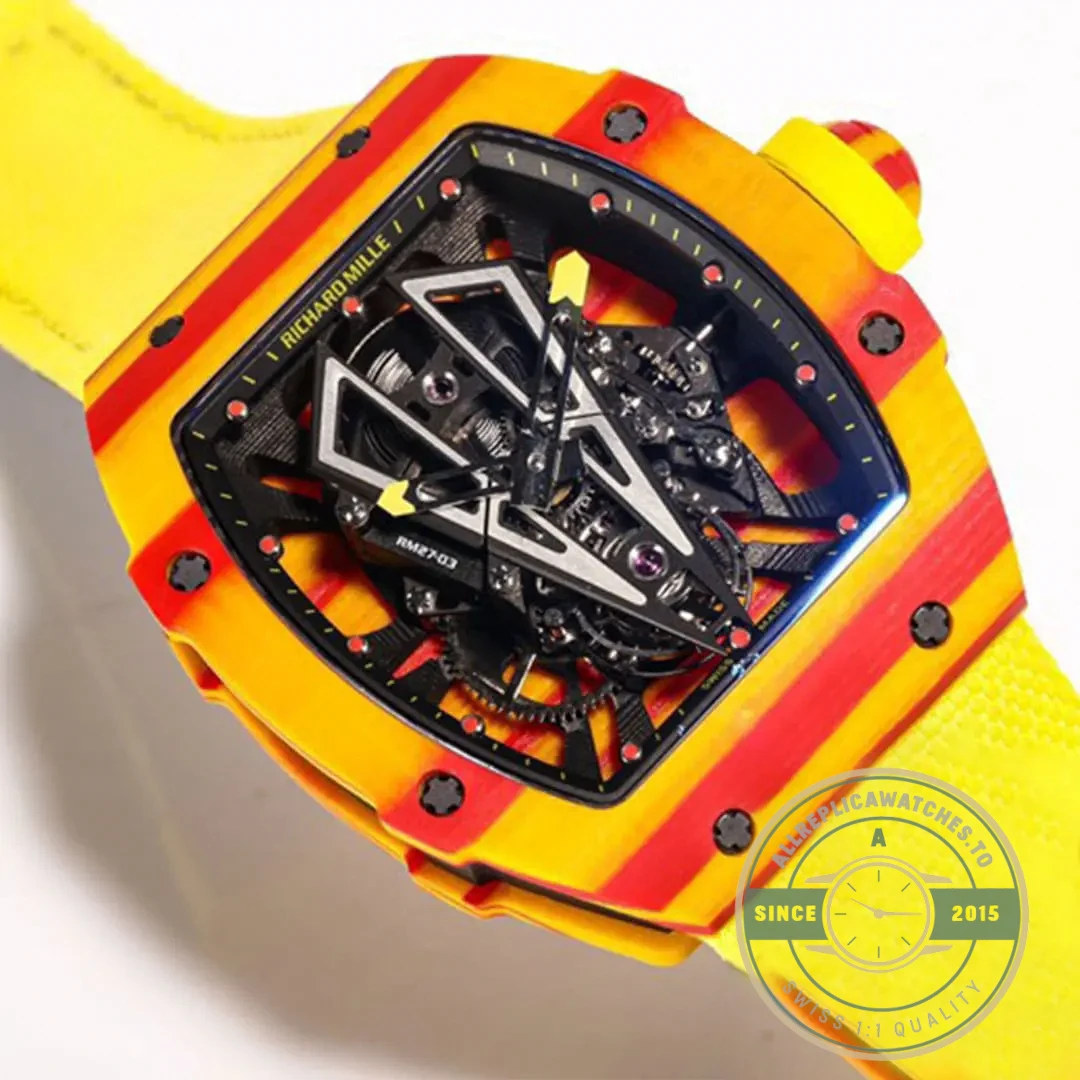Replica Richard Mille 27-03 Tourbillon Yellow Strap - High-Grade Replica Watch