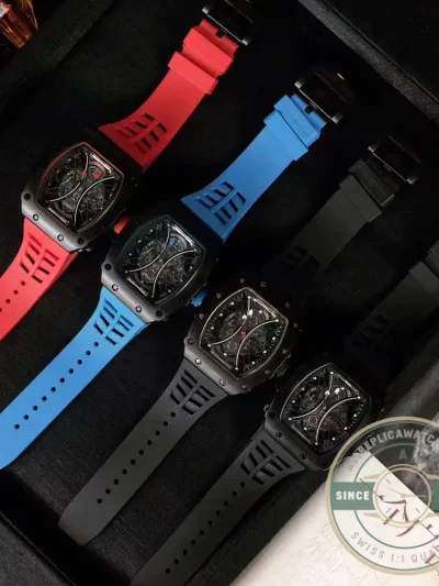 Replica Richard Mille 53-01 Case Black Carbon Strap Rubber Red - Top-Tier Swiss Replica Watch
