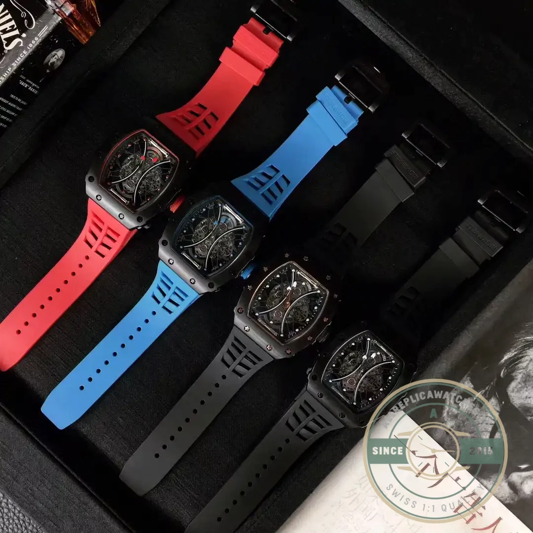 Replica Richard Mille 53-01 Case Black Carbon Strap Rubber Red - Top-Tier Swiss Replica Watch