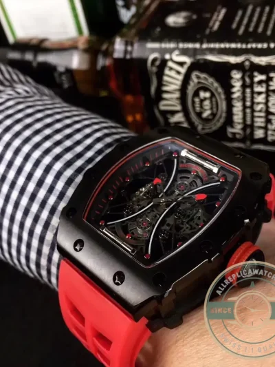 Replica Richard Mille 53-01 Case Black Carbon Strap Rubber Red - Top-Tier Swiss Replica Watch