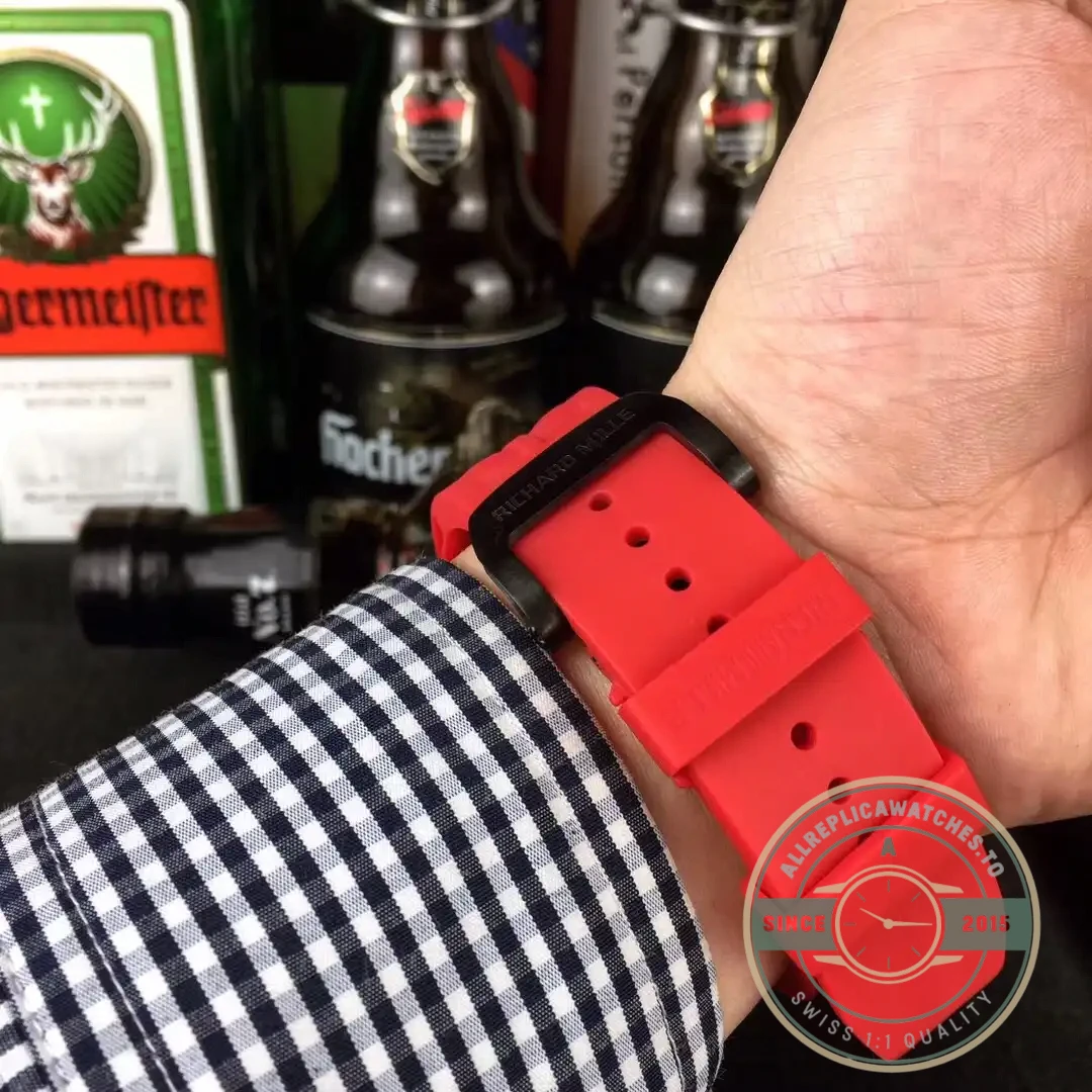 Replica Richard Mille 53-01 Case Black Carbon Strap Rubber Red - 1:1 Swiss Replica Watch