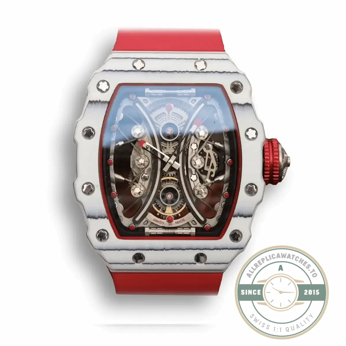 Replica Richard Mille 53-01 Tpt Carbon Fiber Red Strap - High-Grade Replica Watch