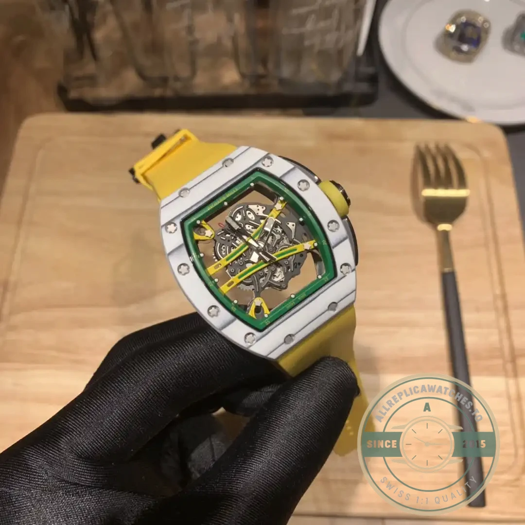Replica Richard Mille 61-01 Yohan Blake Gray Yellow Strap - Swiss-Made Clone Watch