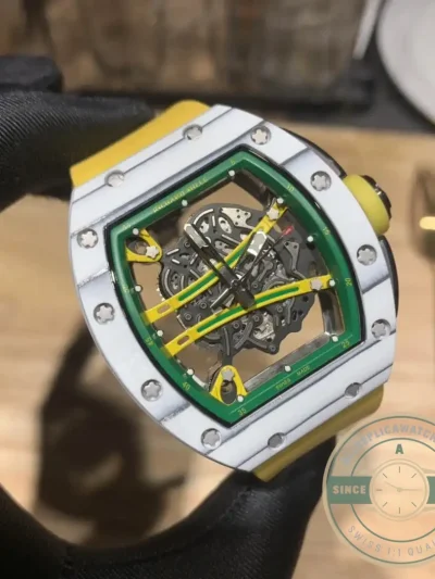 Replica Richard Mille 61-01 Yohan Blake Gray Yellow Strap - Top-Tier Swiss Replica Watch