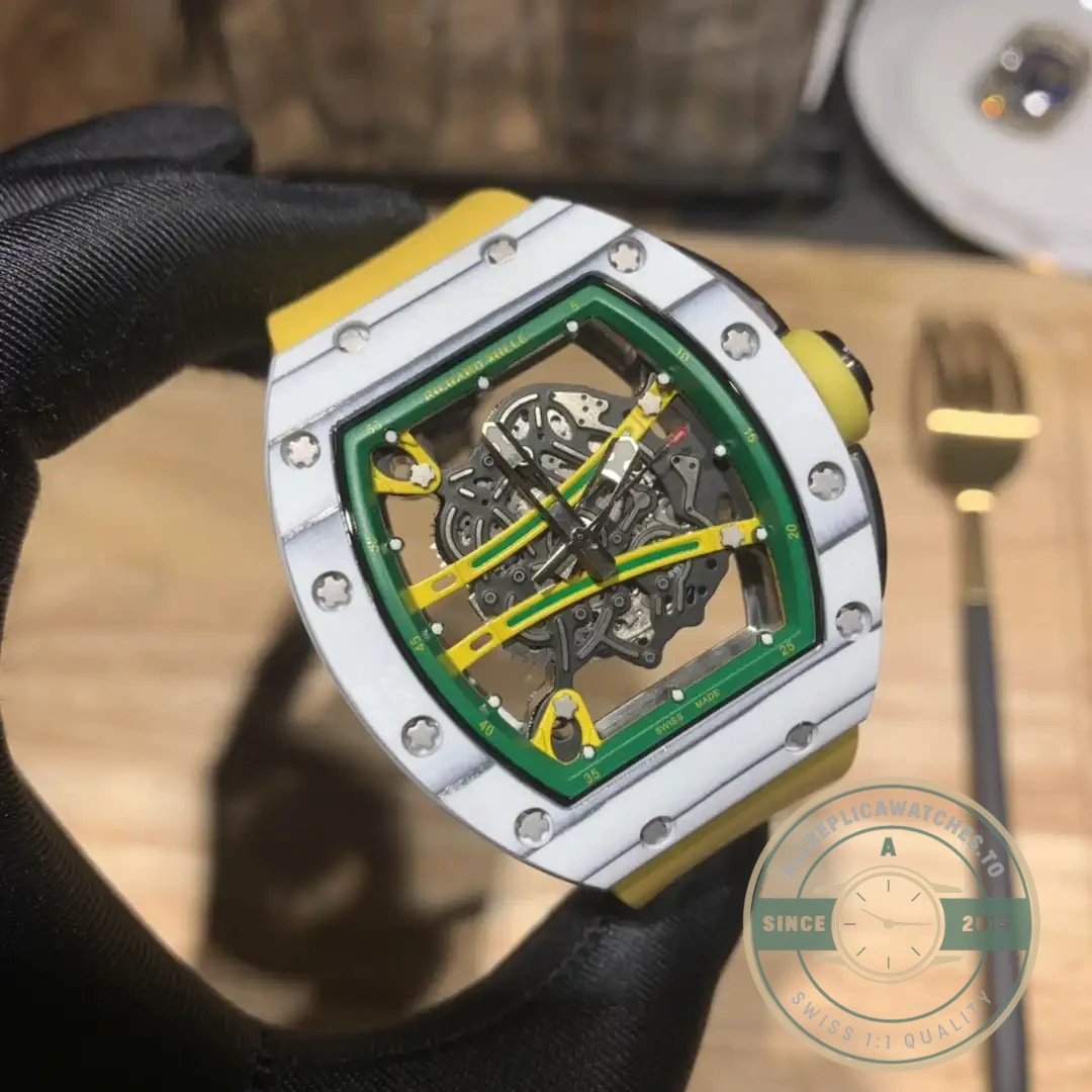 Replica Richard Mille 61-01 Yohan Blake Gray Yellow Strap - Top-Tier Swiss Replica Watch