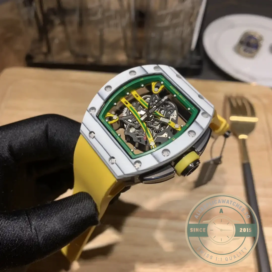 Replica Richard Mille 61-01 Yohan Blake Gray Yellow Strap - Best Quality Replica Watch
