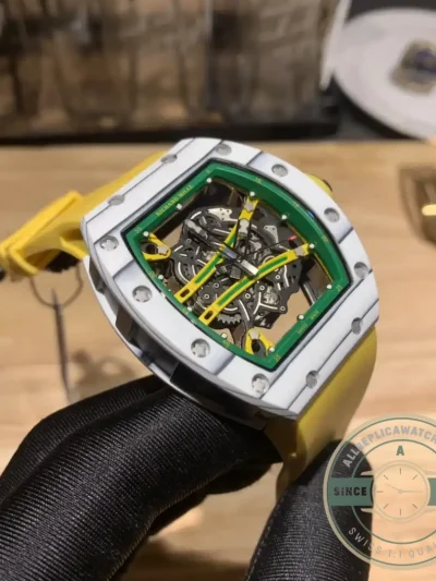 Replica Richard Mille 61-01 Yohan Blake Gray Yellow Strap - Affordable Super Clone Watch