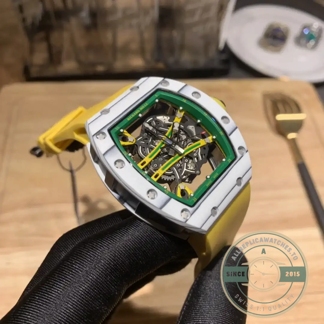 Replica Richard Mille 61-01 Yohan Blake Gray Yellow Strap - Affordable Super Clone Watch