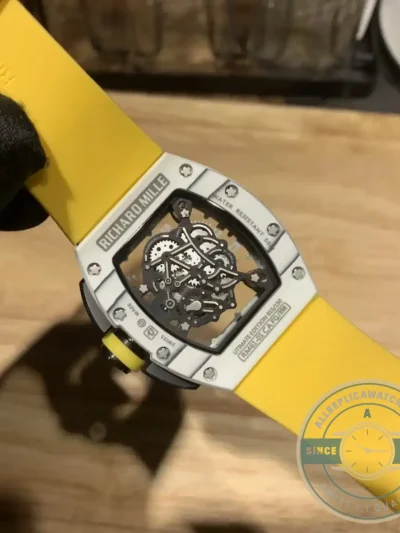 Replica Richard Mille 61-01 Yohan Blake Gray Yellow Strap - Luxury Replica Watch