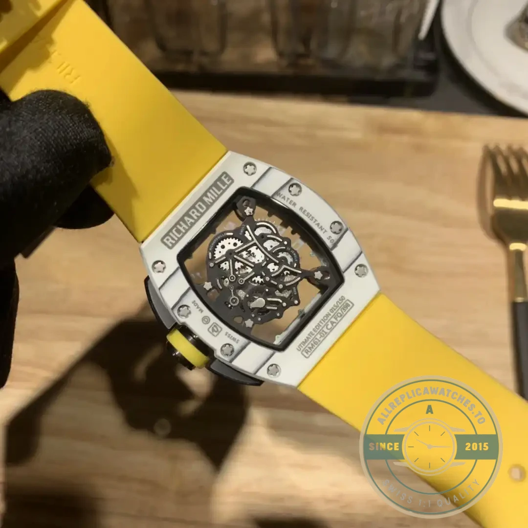 Replica Richard Mille 61-01 Yohan Blake Gray Yellow Strap - Luxury Replica Watch