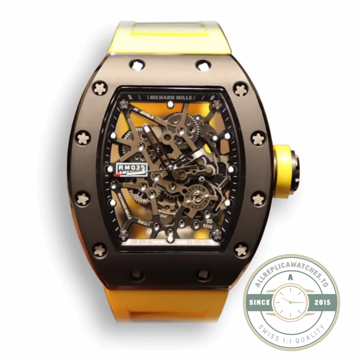 Replica Richard Mille035 Bb Factory Yellow Rubber Strap - Luxury Replica Watch