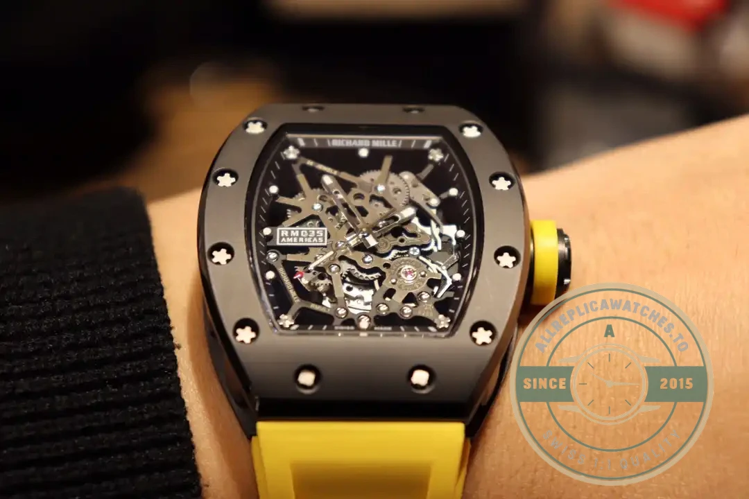 Replica Richard Mille035 Bb Factory Yellow Rubber Strap - 1:1 Swiss Replica Watch