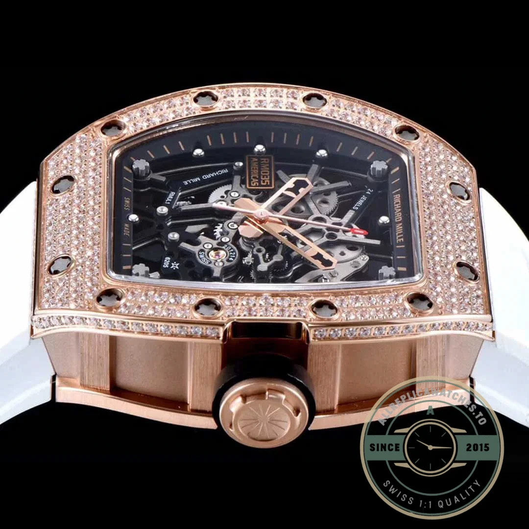 Replica Richard Mille35-01 Kv Factory Rose Gold Diamond Case - Best Quality Replica Watch