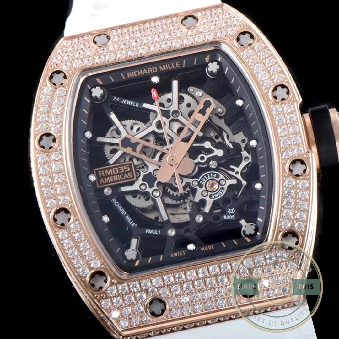 Replica Richard Mille35-01 Kv Factory Rose Gold Diamond Case - Swiss Movement Replica Watch