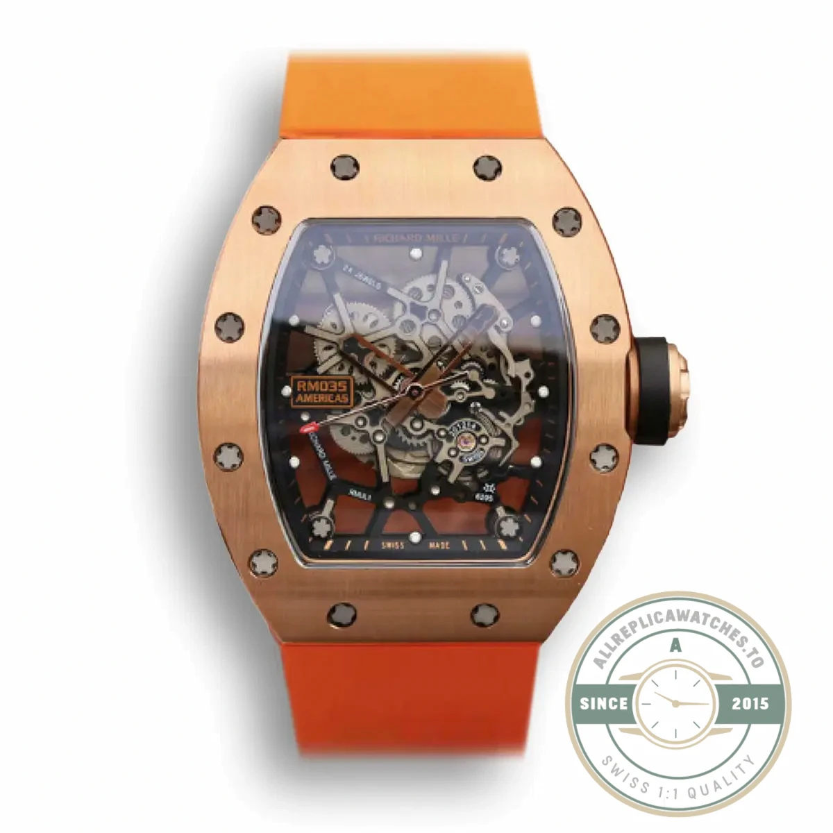 Replica Richard Mille35-01 Kv Factory Rose Gold Orange Strap - Best Quality Replica Watch