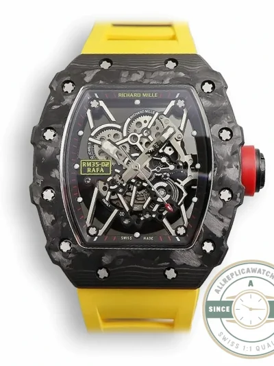 Replica Richard Mille35-02 Kv Factory Swiss Eta8215 Yellow Rubber Strap - Swiss Movement Replica Watch