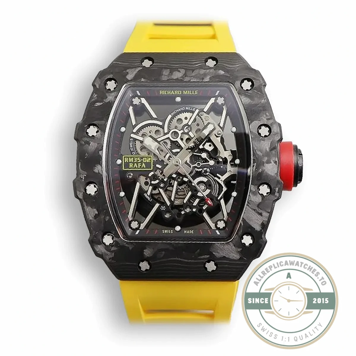 Replica Richard Mille35-02 Kv Factory Swiss Eta8215 Yellow Rubber Strap - Swiss Movement Replica Watch