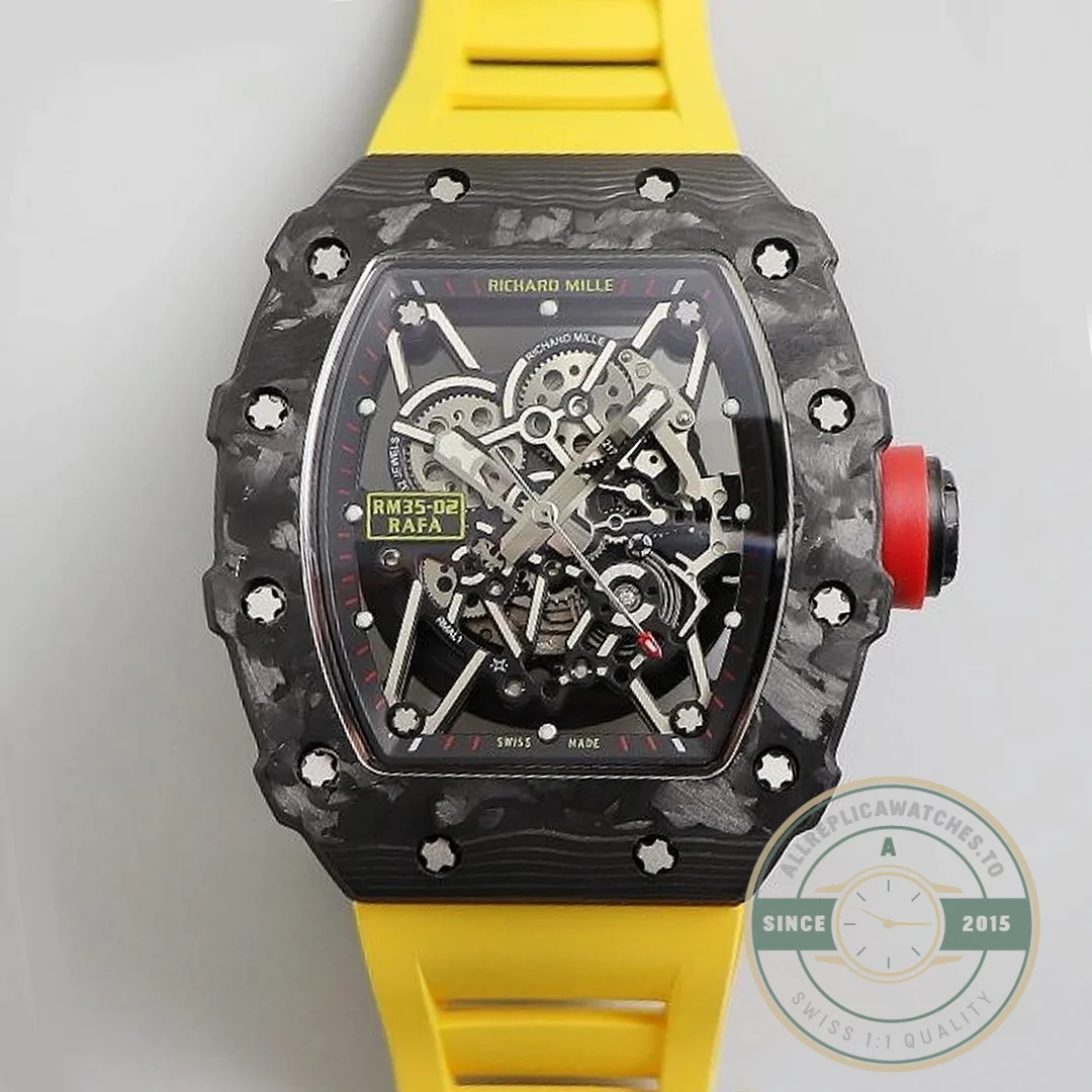 Replica Richard Mille35-02 Kv Factory Swiss Eta8215 Yellow Rubber Strap - Top-Tier Swiss Replica Watch