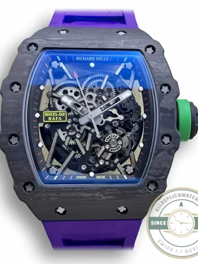 Replica Richard Mille35-02 Ntpt Carbon Fiber Purple Strap - Swiss-Made Clone Watch