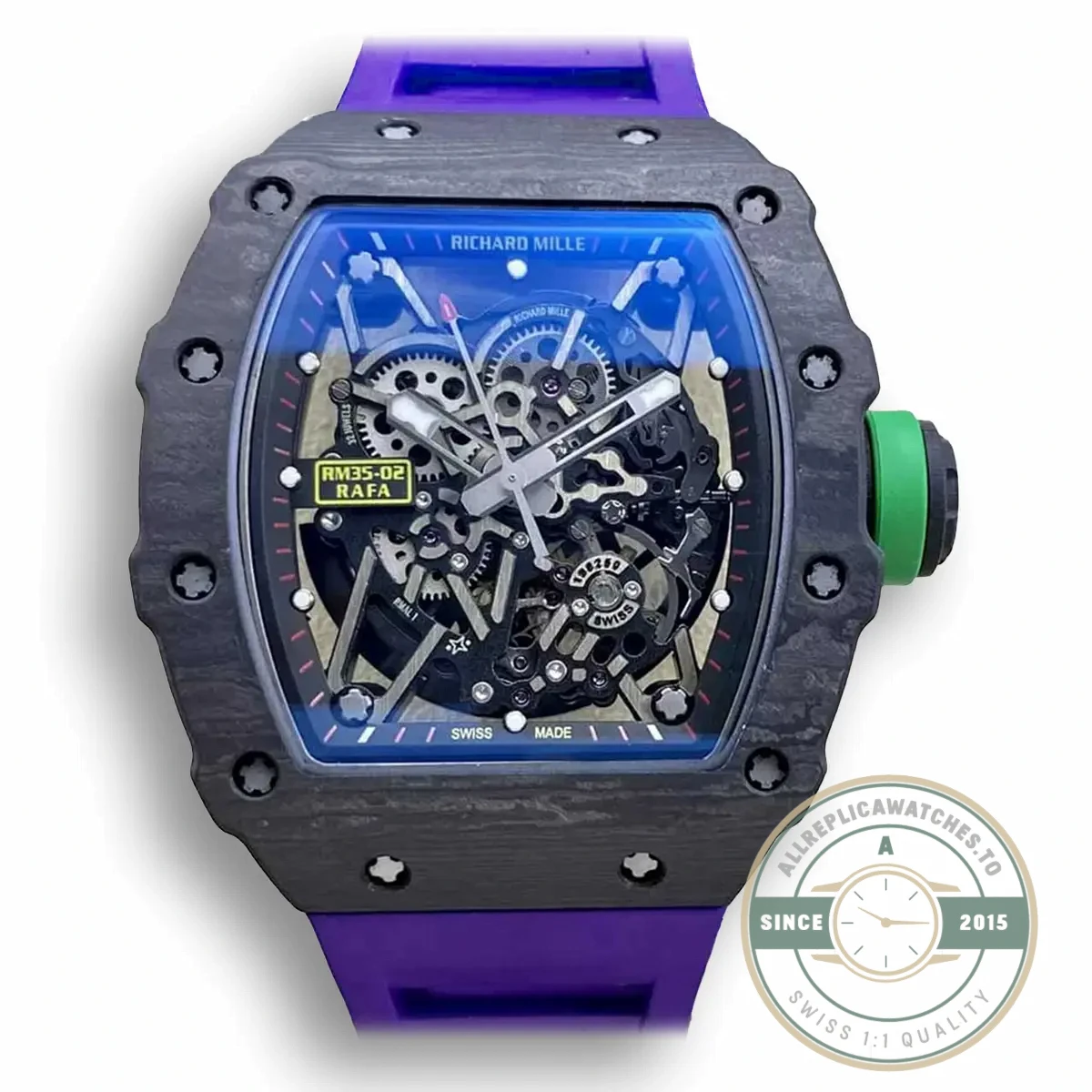 Replica Richard Mille35-02 Ntpt Carbon Fiber Purple Strap - Swiss-Made Clone Watch