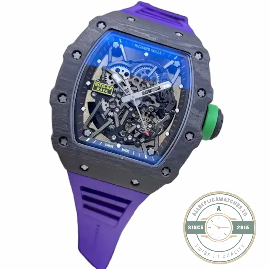 Replica Richard Mille35-02 Ntpt Carbon Fiber Purple Strap - Affordable Super Clone Watch
