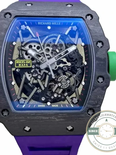 Replica Richard Mille35-02 Ntpt Carbon Fiber Purple Strap - Luxury Replica Watch