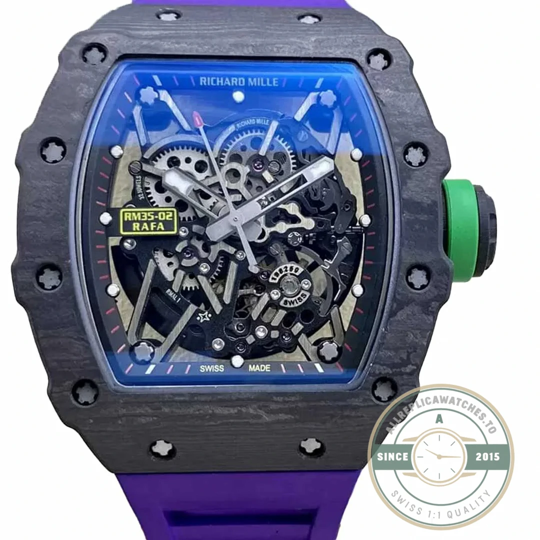 Replica Richard Mille35-02 Ntpt Carbon Fiber Purple Strap - Luxury Replica Watch