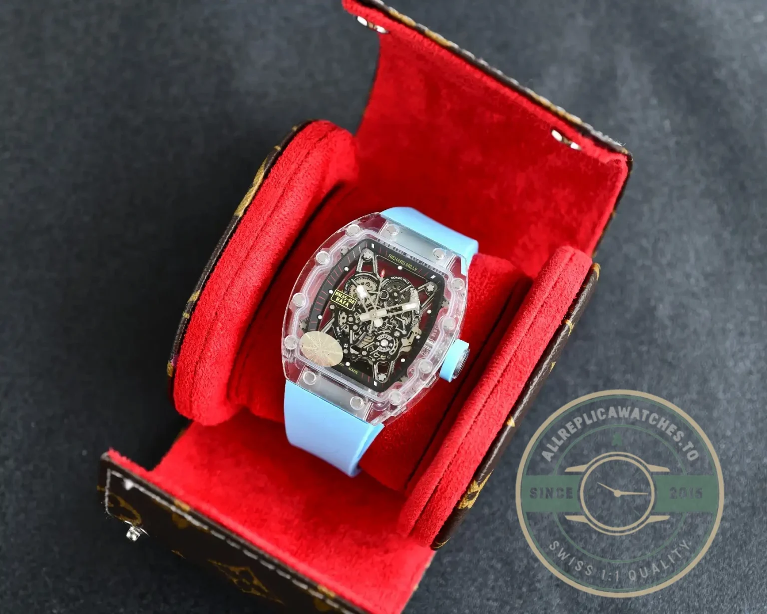 Replica Richard Mille35-02 Transparent Case Blue Strap - Factory Super Clone Watch