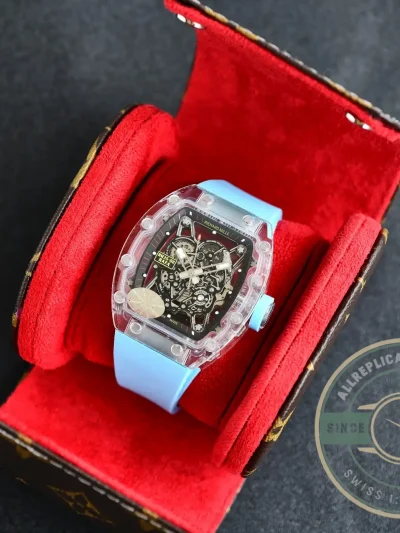 Replica Richard Mille35-02 Transparent Case Blue Strap - Factory Super Clone Watch