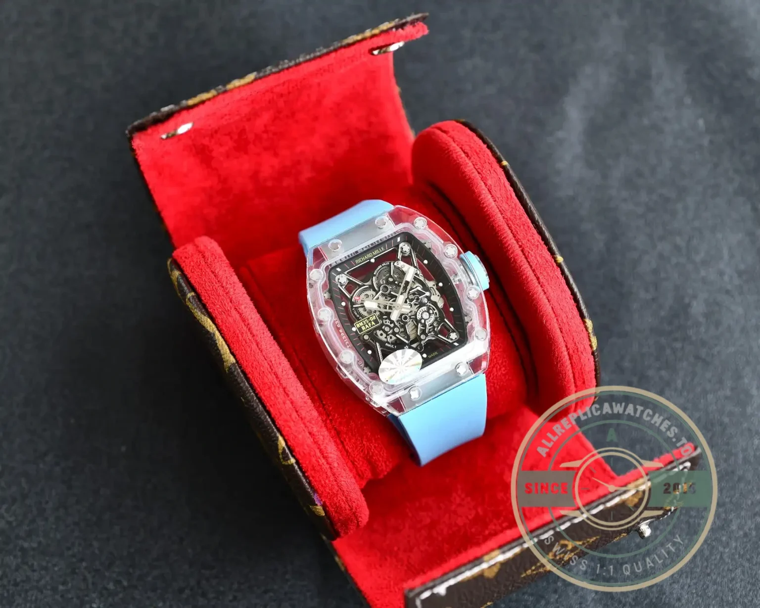 Replica Richard Mille35-02 Transparent Case Blue Strap - Budget Luxury Replica Watch