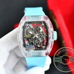 Replica Richard Mille35-02 Transparent Case Blue Strap - Budget Luxury Replica Watch
