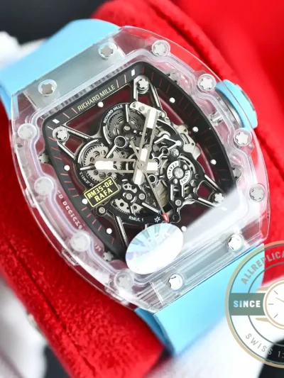 Replica Richard Mille35-02 Transparent Case Blue Strap - Affordable Luxury Replica Timepiece