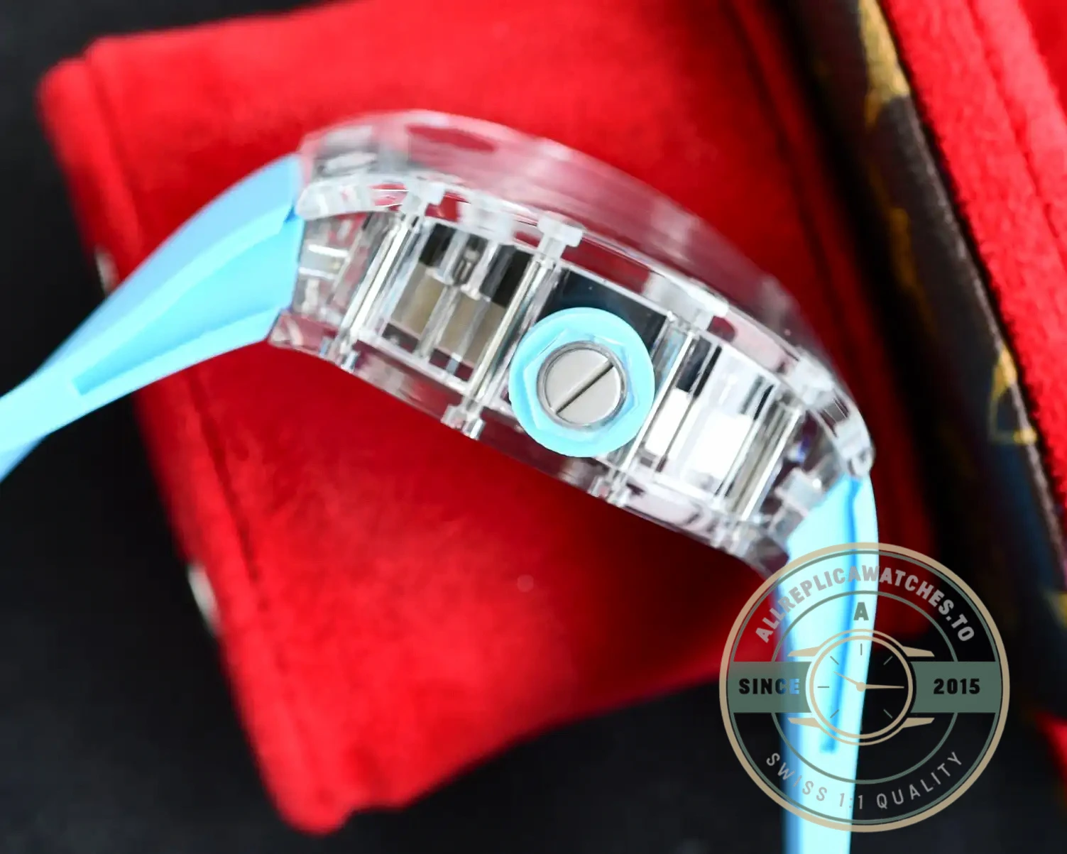 Replica Richard Mille35-02 Transparent Case Blue Strap - 1:1 Swiss Replica Watch