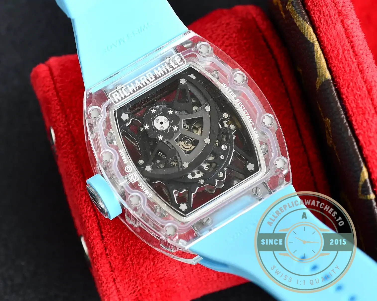 Replica Richard Mille35-02 Transparent Case Blue Strap - 1:1 Swiss Replica Watch