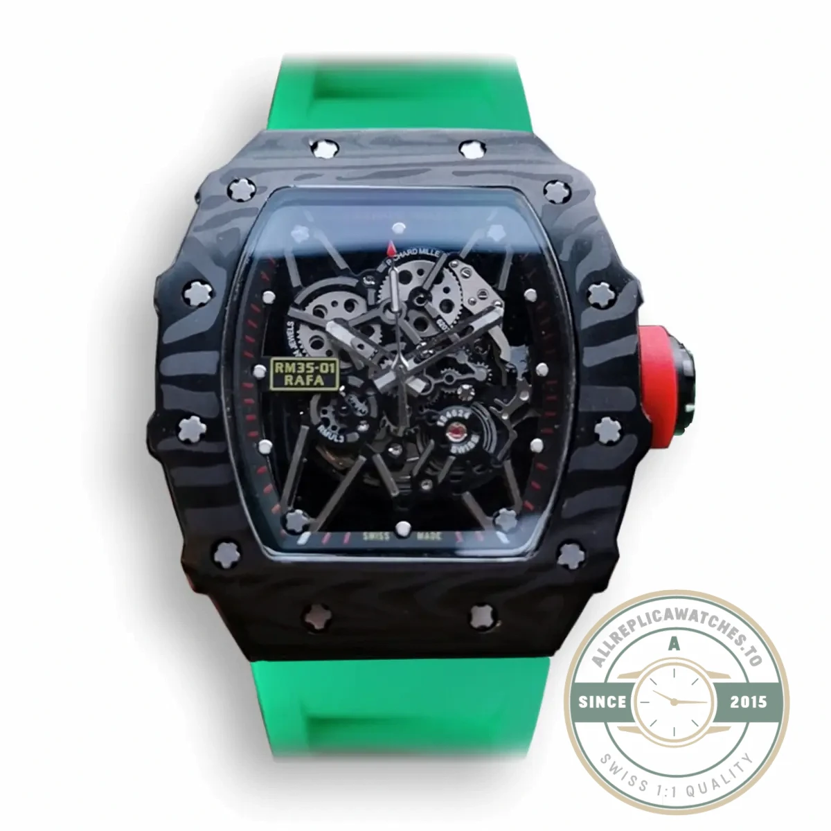 Replica Richard Mille35-02 V2 Green Rubber Strap - Top-Tier Swiss Replica Watch
