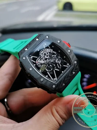 Replica Richard Mille35-02 V2 Green Rubber Strap - Swiss Movement Replica Watch
