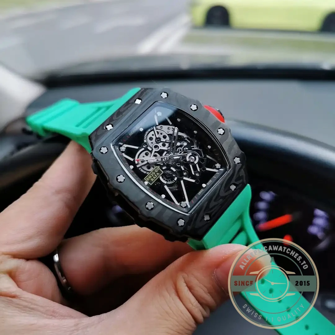 Replica Richard Mille35-02 V2 Green Rubber Strap - Swiss Movement Replica Watch