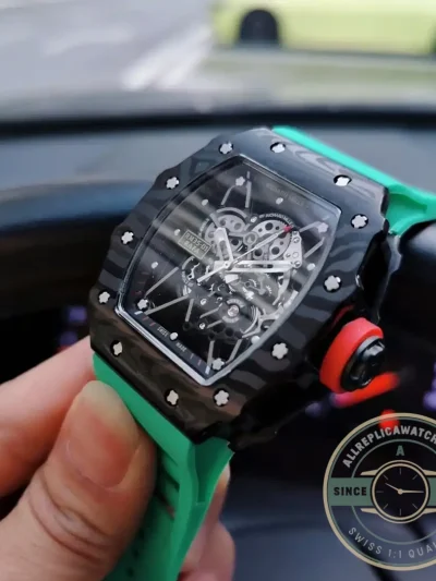 Replica Richard Mille35-02 V2 Green Rubber Strap - Budget Luxury Replica Watch