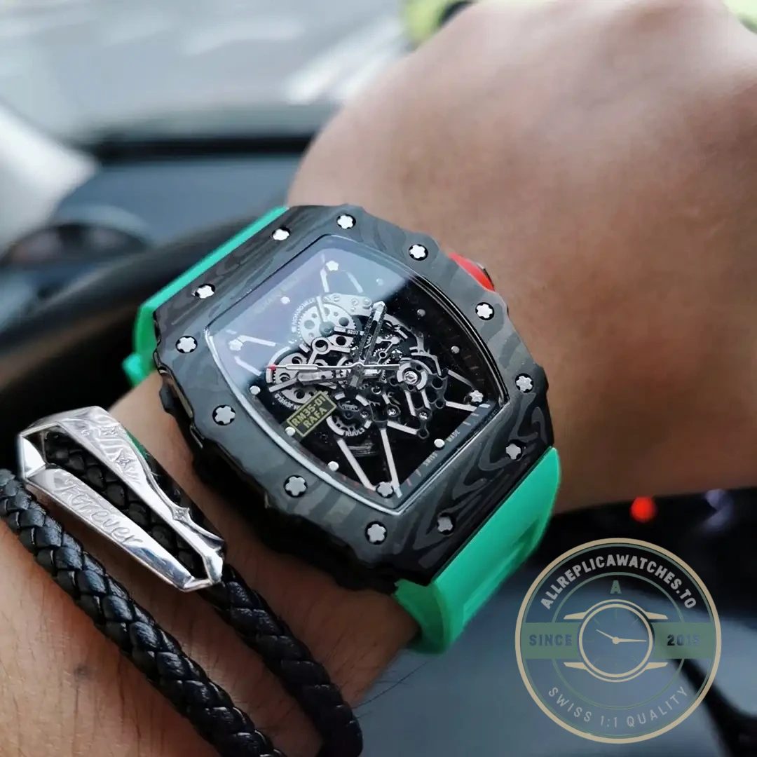 Replica Richard Mille35-02 V2 Green Rubber Strap - Factory Super Clone Watch