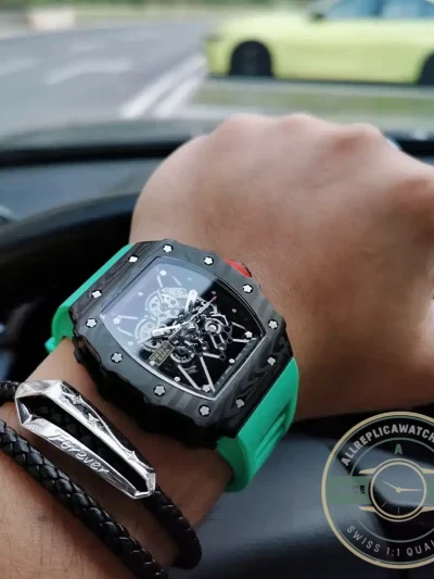 Replica Richard Mille35-02 V2 Green Rubber Strap - Best Quality Replica Watch