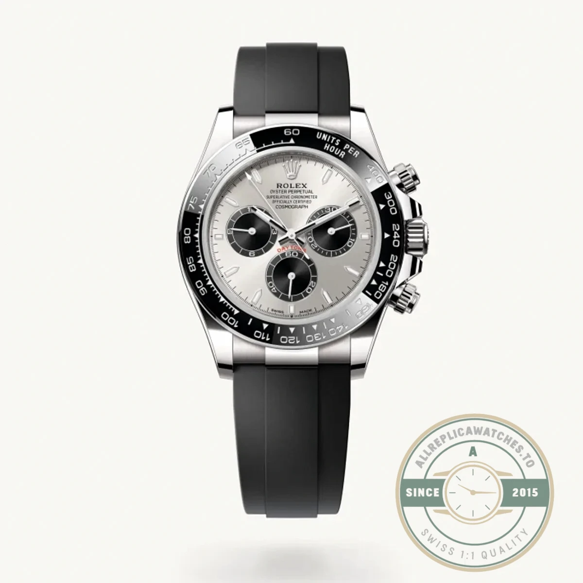 Replica Rolex Cosmograph Daytona 126519LN meteorite dial full front angle in white gold case