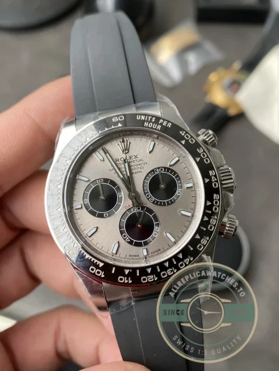 Wrist shot of Daytona 126519LN meteorite on Oysterflex strap under natural light