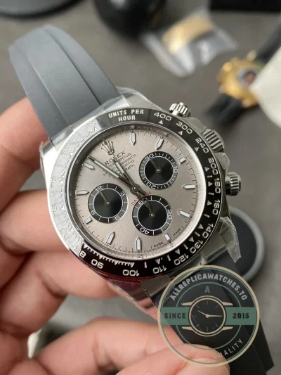 Bezel detail of the 126519LN showing Cerachrom ceramic tachymeter scale engraving