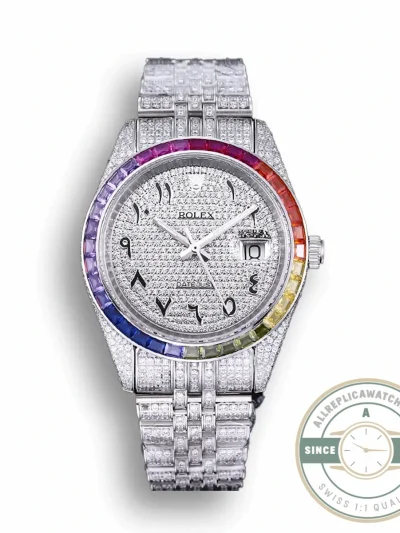 Replica Rolex Datejust 126300 41mm Dial Arabic Bezel Rainbow - Affordable Super Clone Watch