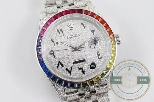 Replica Rolex Datejust 126300 41mm Dial Arabic Bezel Rainbow - Best Quality Replica Watch