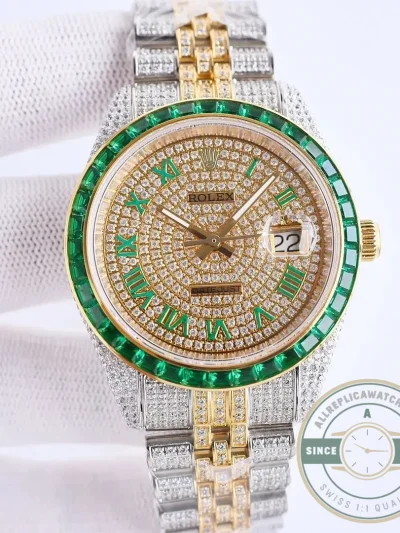 Replica Rolex Datejust 126300 41mm Dial Full-Diamond Yellow Gold - Affordable Luxury Replica Timepiece