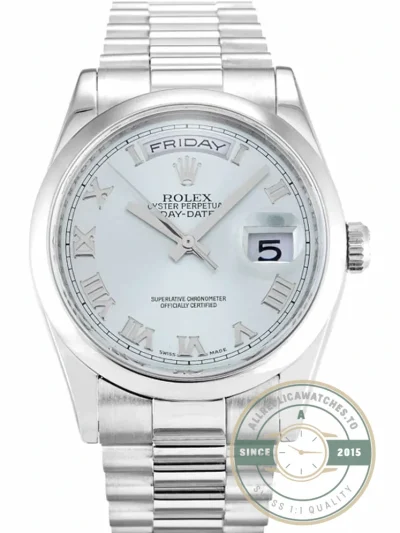 Replica Rolex Day-Date 118206 36mm Blue Dial - Swiss Movement Replica Watch