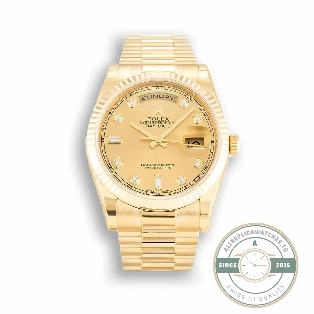 Replica Rolex Day-Date 118238 36mm Gold Dial - Swiss-Made Clone Watch
