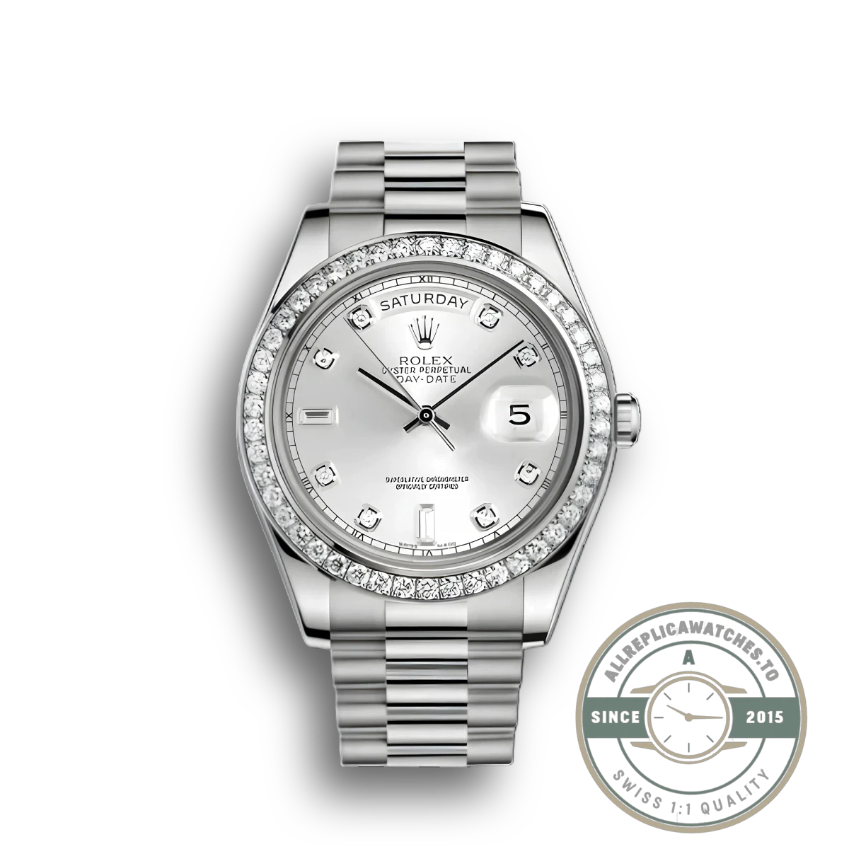 Replica Rolex Day-Date 118346 36mm Silver Dial - Top-Tier Swiss Replica Watch